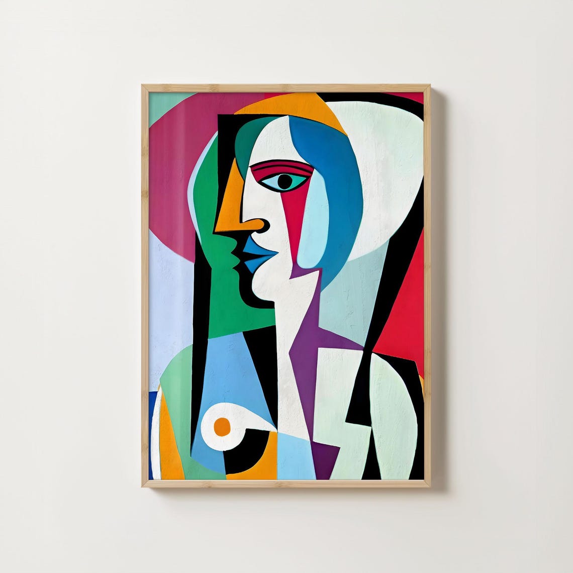 Pablo Picasso Colorful Cubist Portrait Poster Abstract Geometric Face Modern Vibrant Wall Art Home Decor - Image 2