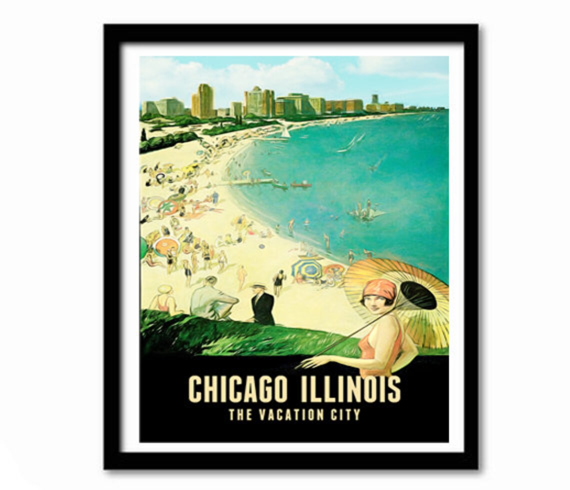 Chicago Illinois The Vacation City Vintage Beach Travel Poster - Image 2