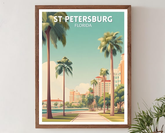 St Petersburg Florida Retro Travel Poster, Mid-Century