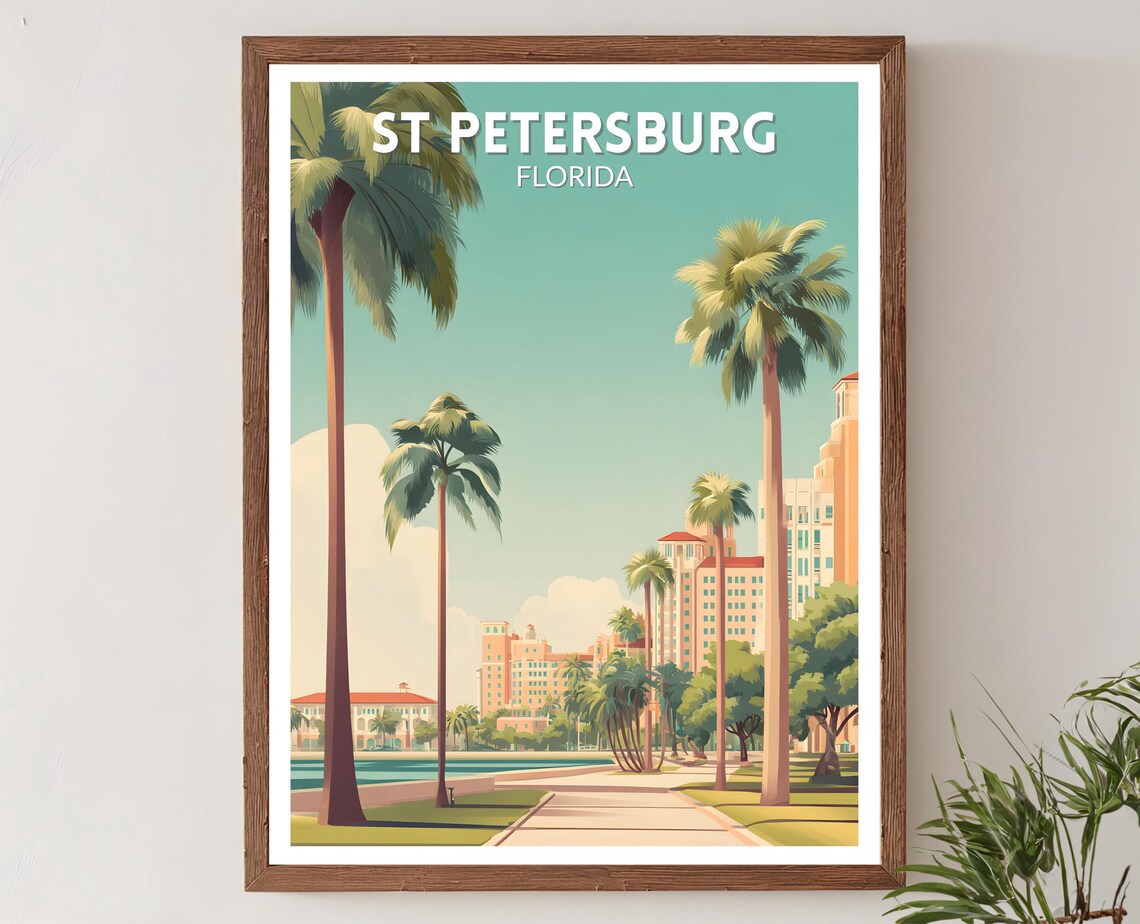 St Petersburg Florida Retro Travel Poster, Mid-Century