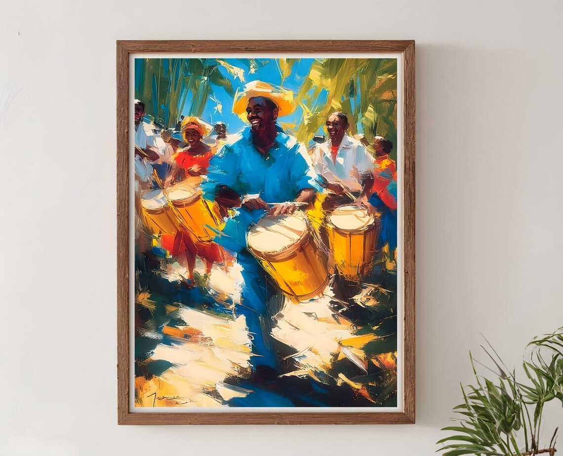 Garifuna Drumming And Dance Art Print, Bluefields