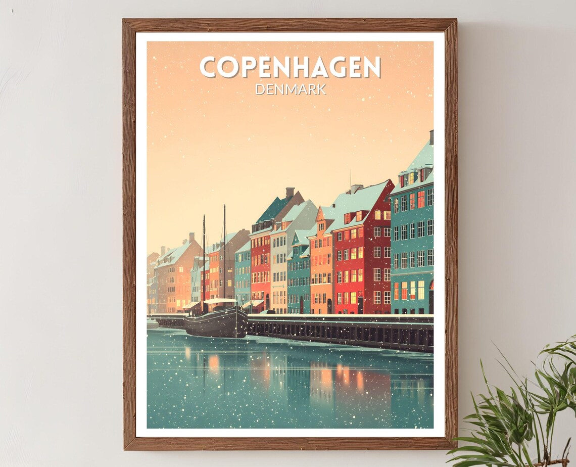 Copenhagen Denmark Mid Century Modern Poster