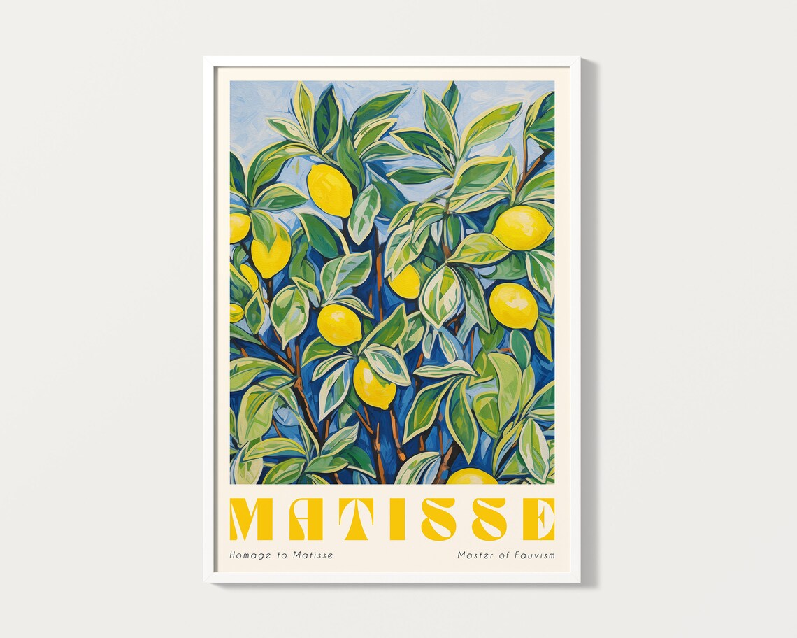 Matisse Lemons Print Mediterranean Painting Matisse Botanical Art Matisse Exhibition Prints Kitchen Lemons Poster Hm008