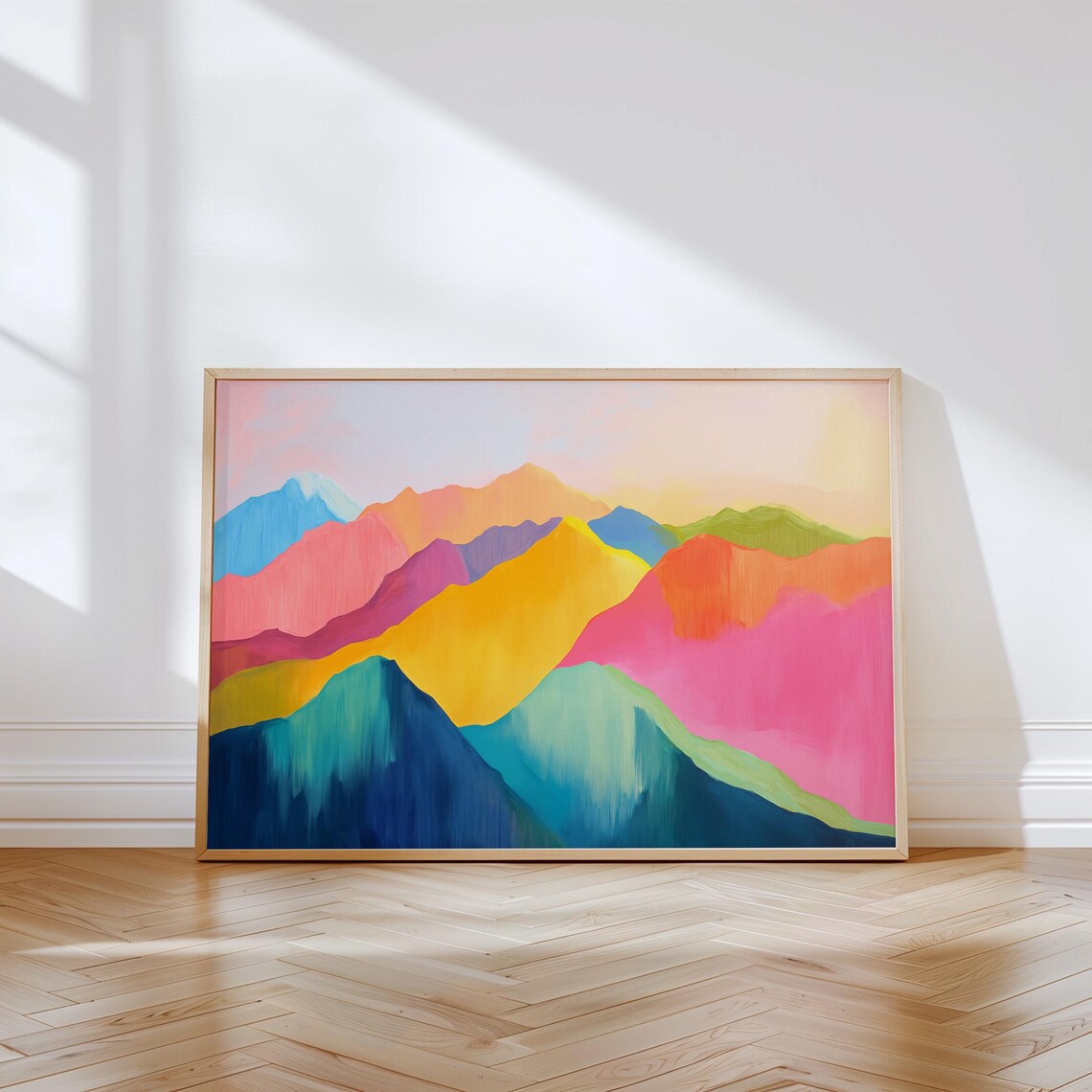 Colourful Layered Mountain Painting Vibrant Fauvist Peaks Poster - Image 3