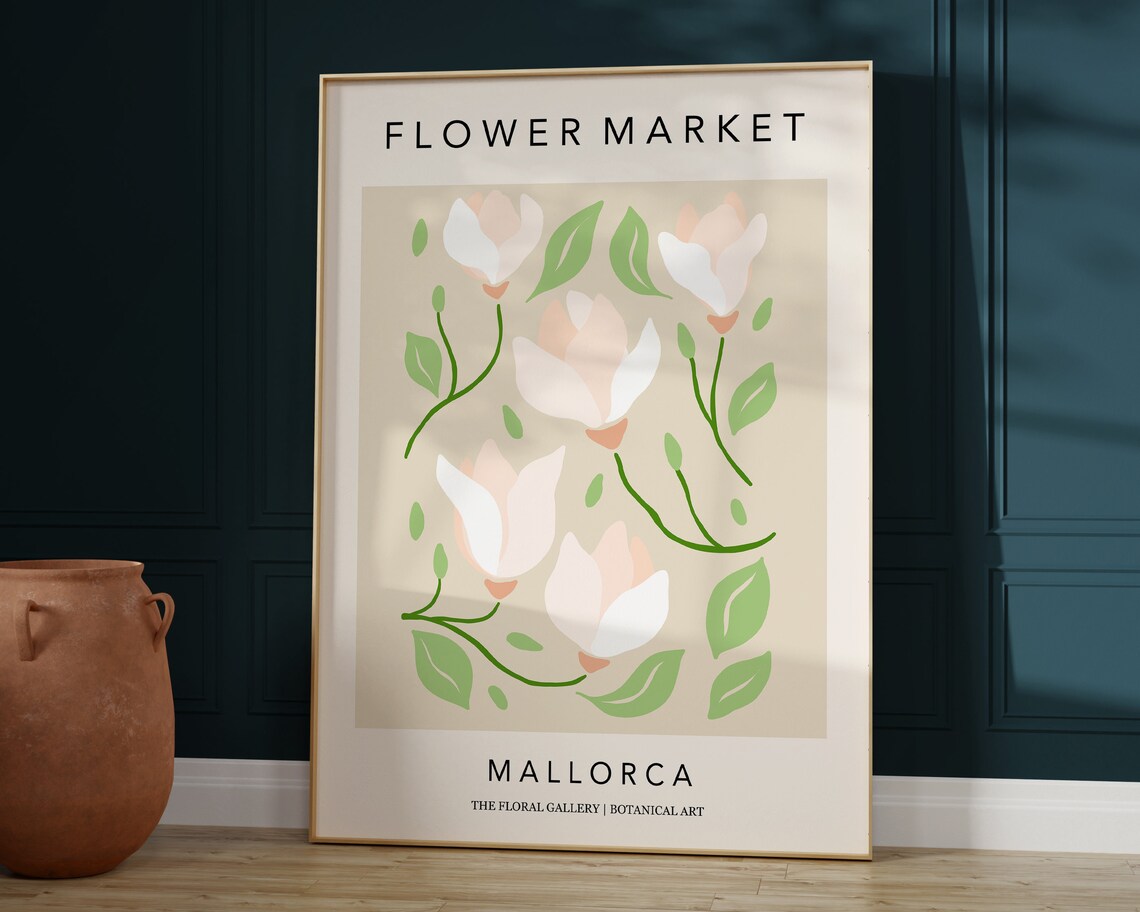 Mallorca Flower Market Botanical Poster, Modern Art Print