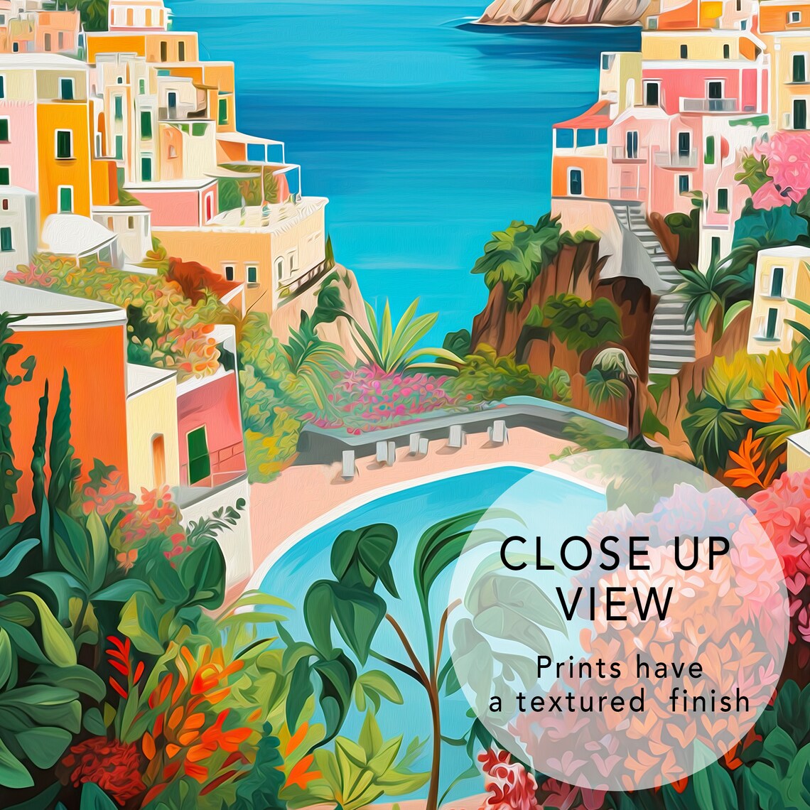 Amalfi Coast Italy Travel Poster, Colorful Art Print - Image 3