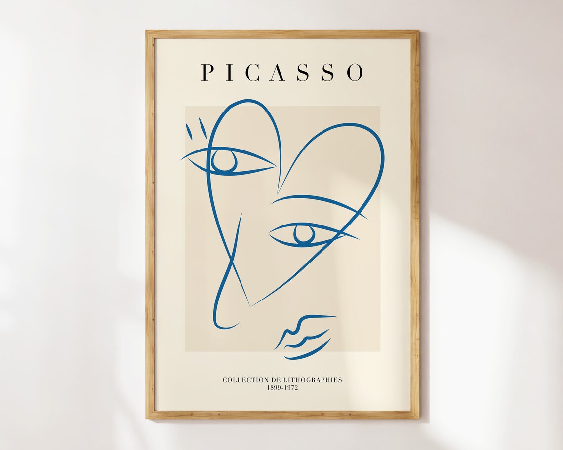 Picasso Minimal Line Art Poster, Mid Century Style