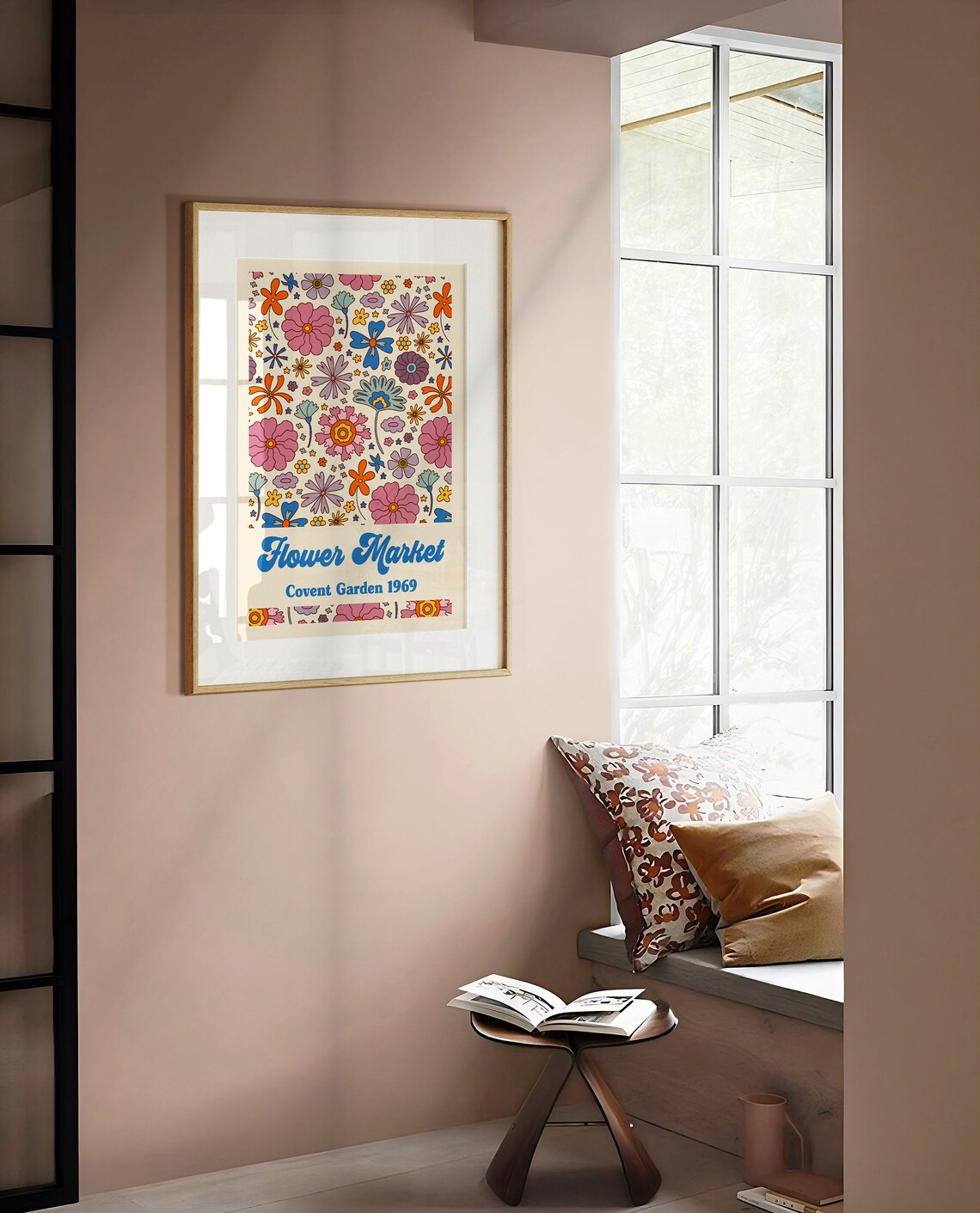 Flower Market Covent Garden 1969 Retro Floral Art Poster Room Decor - Image 2