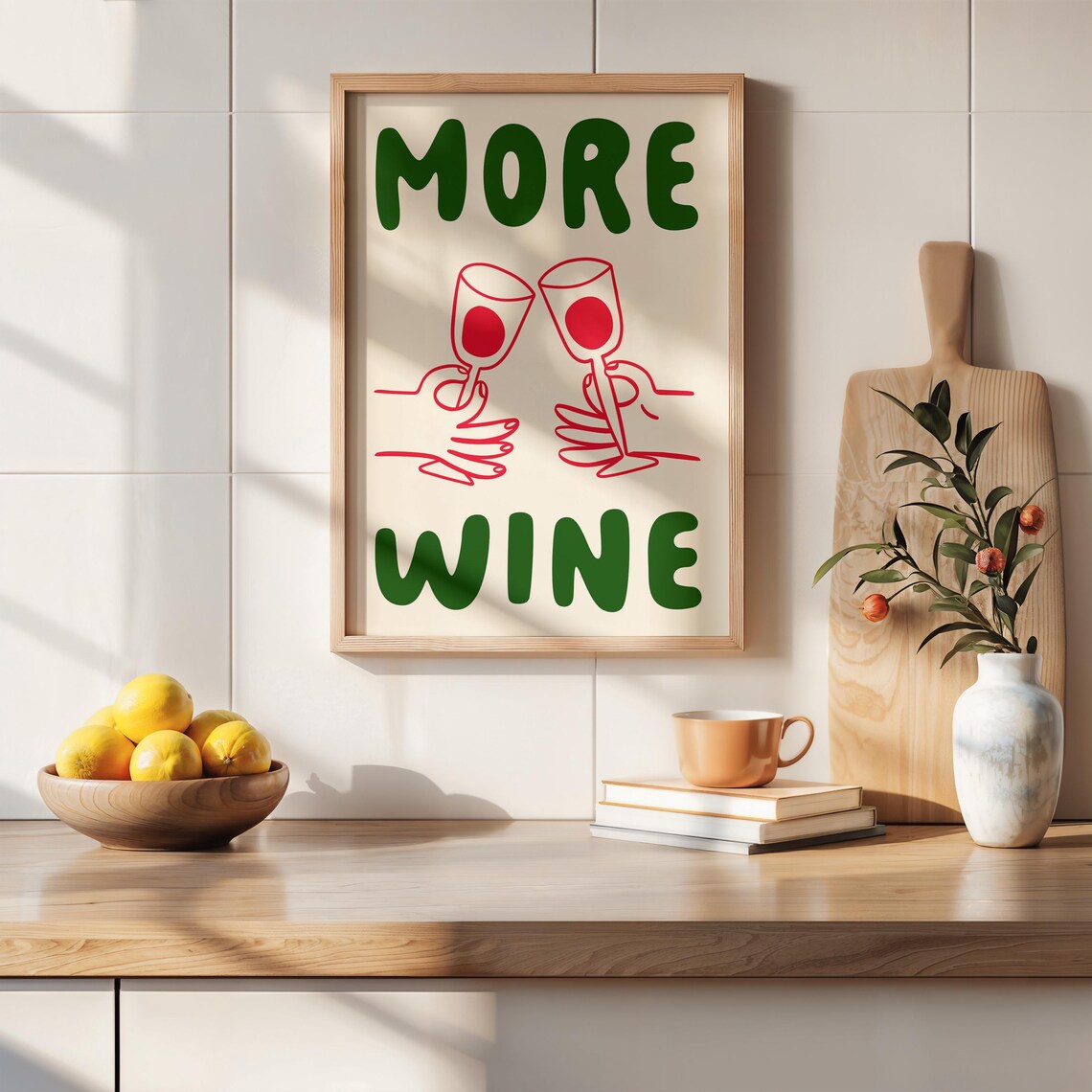 Retro More Wine Print, Mid-Century Kitchen Art Print - Image 4