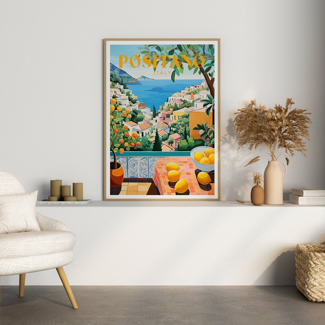 Positano Italy Travel Poster, Amalfi Coast Art Print - Image 2