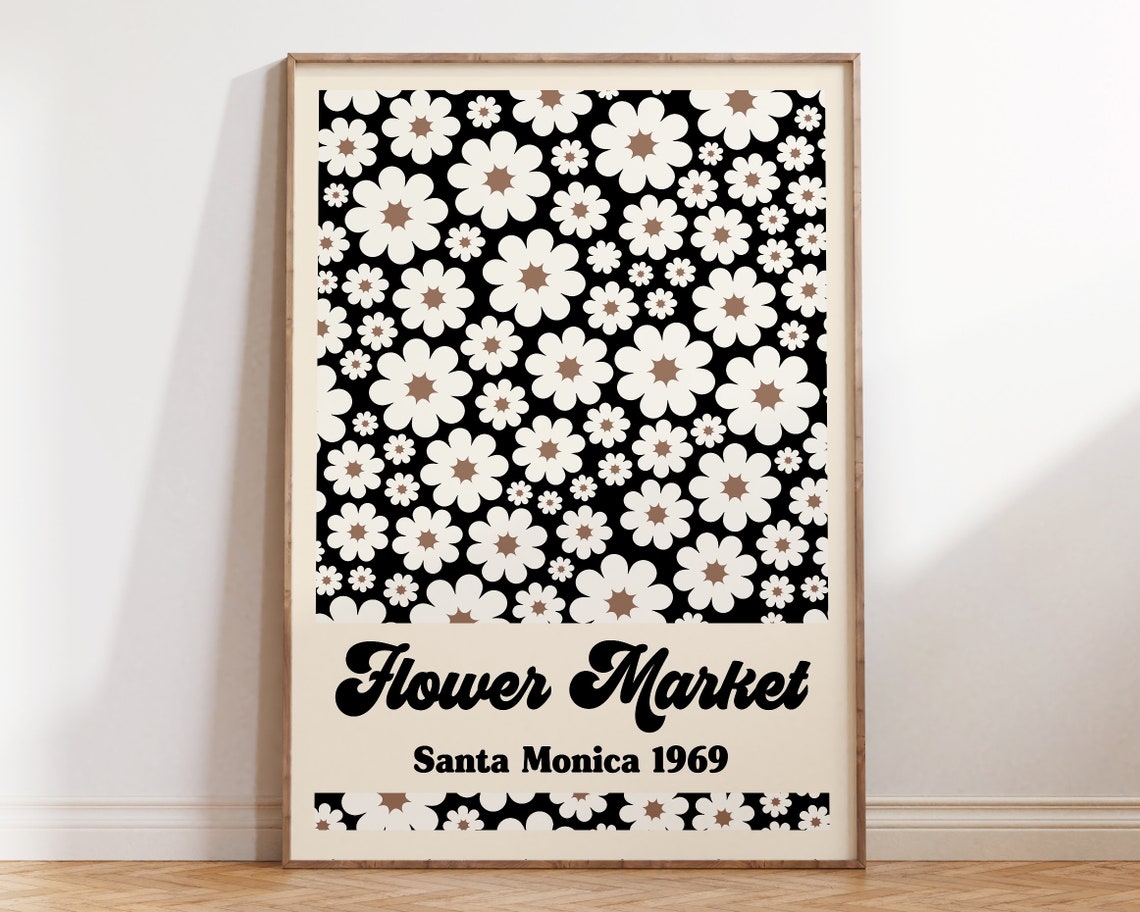 Santa Monica Flower Market Art Print Flower Market Poster Retro Wall Art Retro 60s 70s Flower Market Hippie 1970s Decor F076