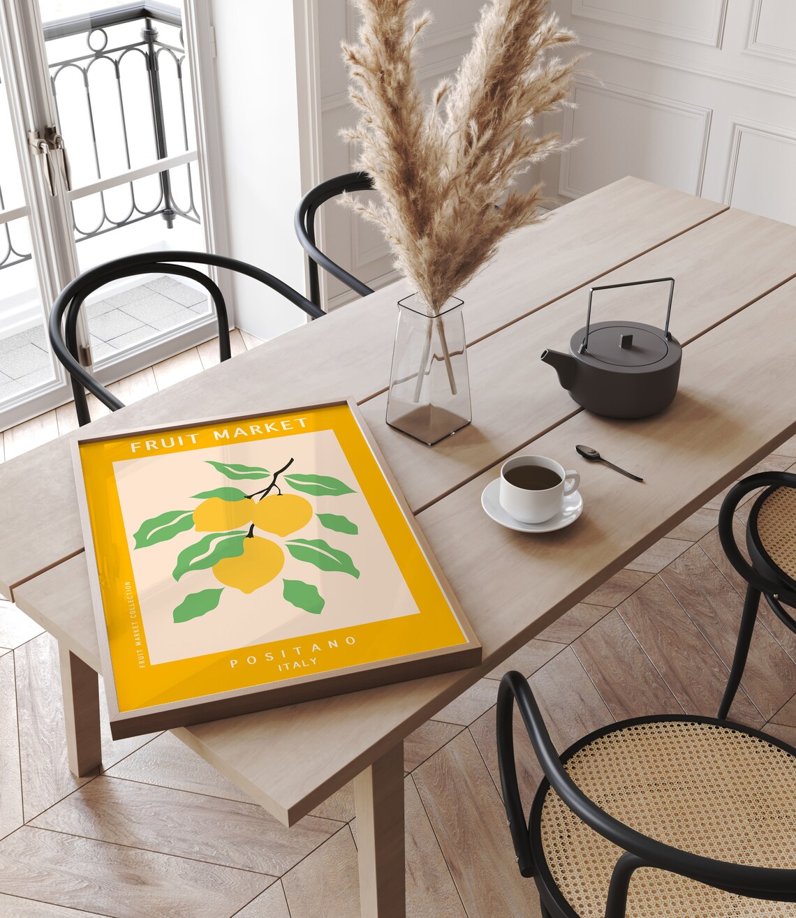 Positano Fruit Market Lemons Retro Kitchen Art Print - Image 2