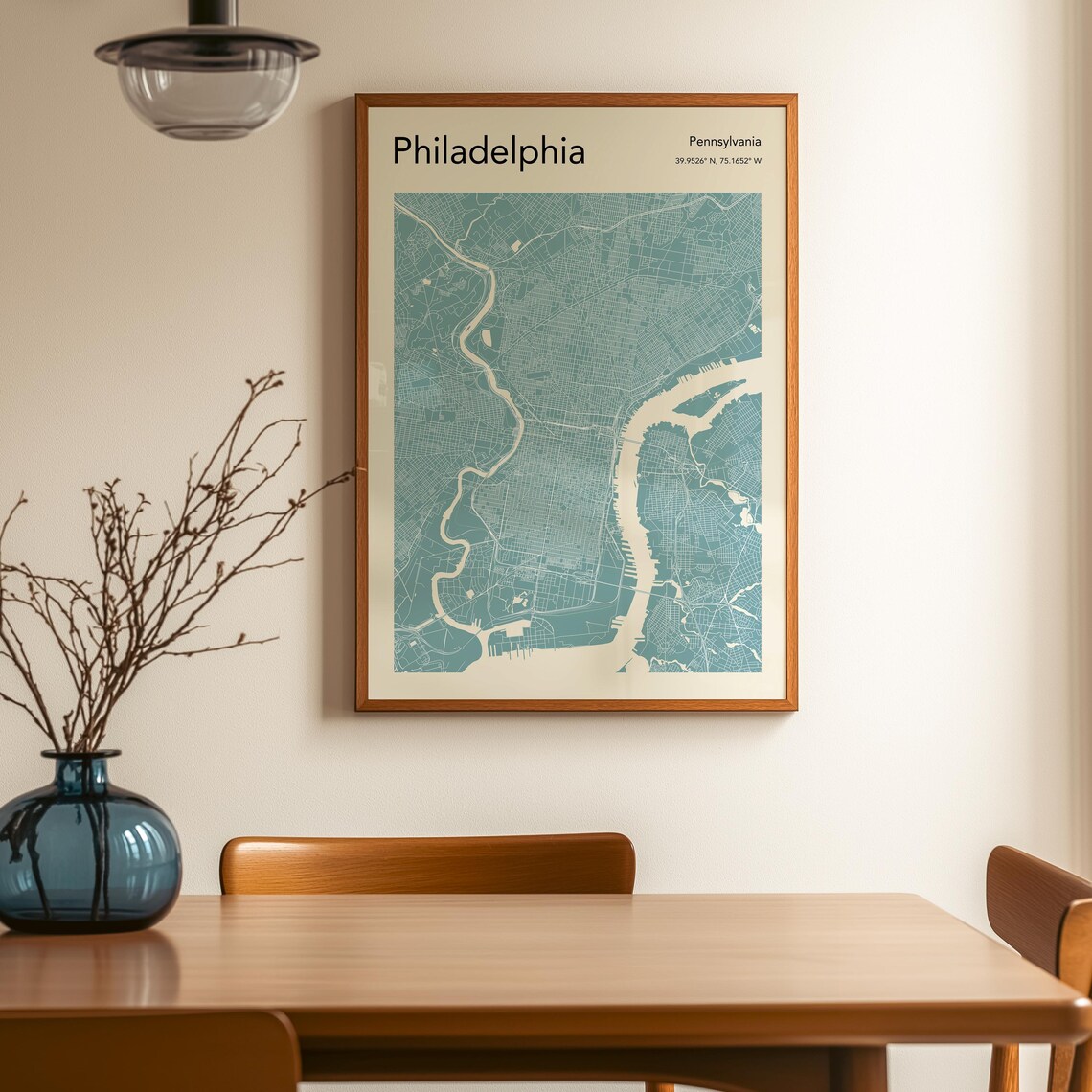 Philadelphia Map Poster Green Pennsylvania City Street Map Art Decor - Image 2