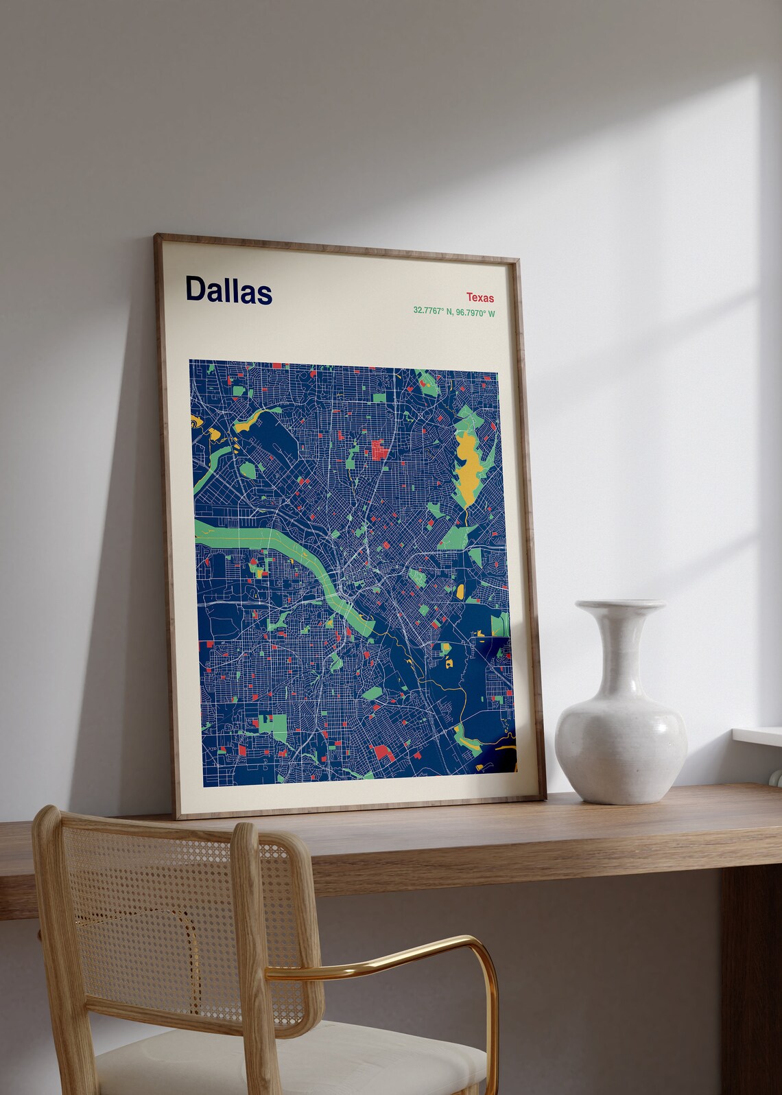 Dallas Texas Bold Color Block City Map Modern Travel Art Poster - Image 2