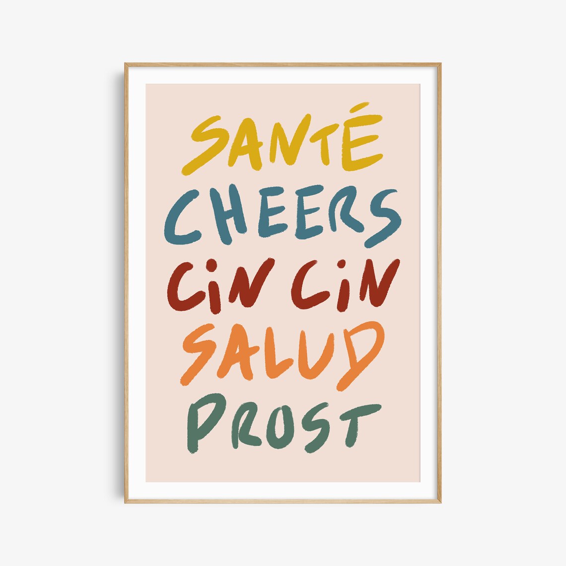 Cheers Around the World Colorful Hand Lettered Toast Art Poster - Image 2