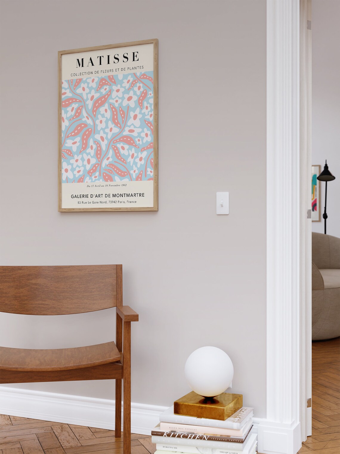 Matisse Blue Pink Flowers Plants 1962 Montmartre Gallery Pastel Art Poster - Image 2