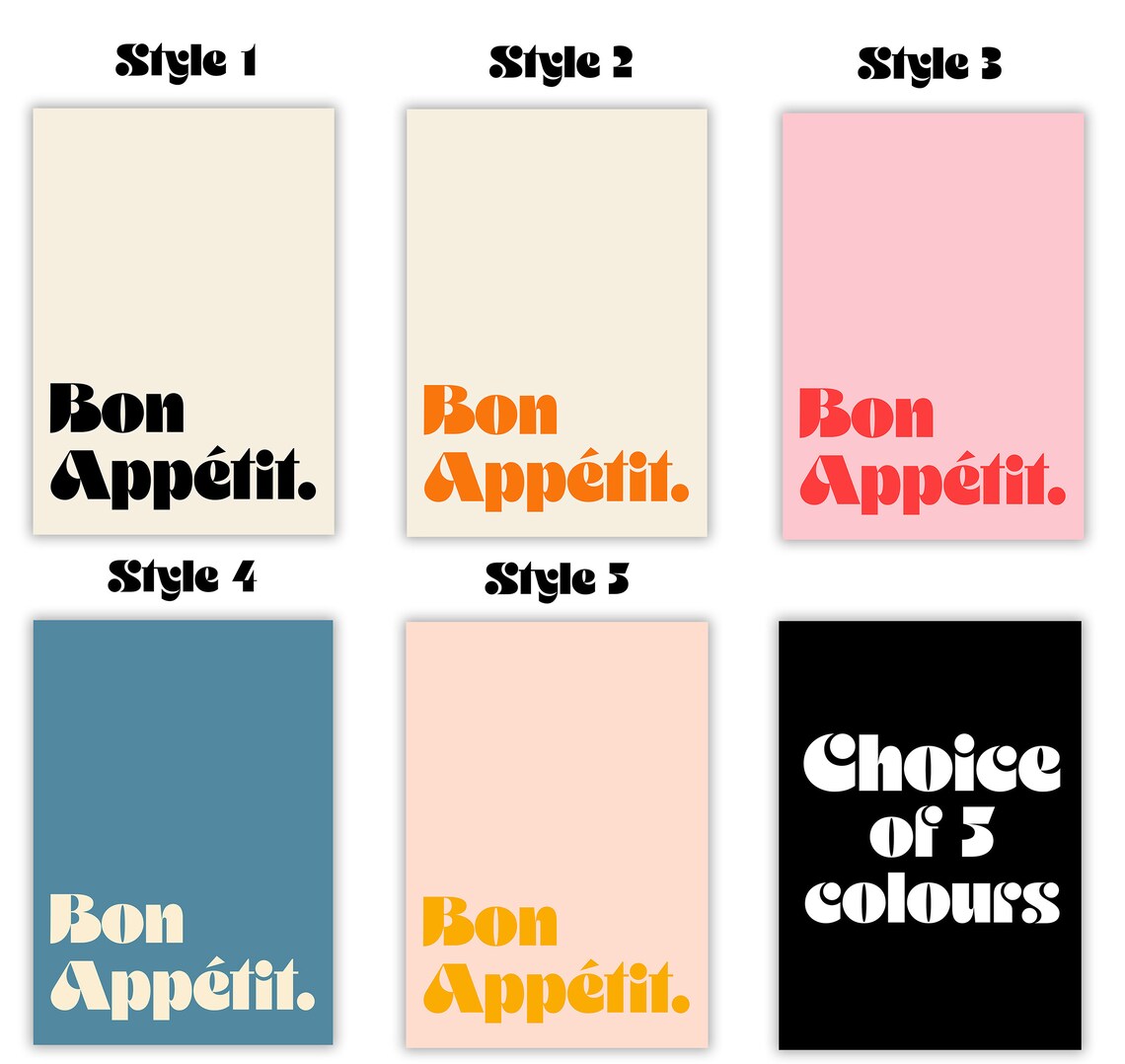 Bon Appetit Quote Poster, Colourful Kitchen Wall Art - Image 2
