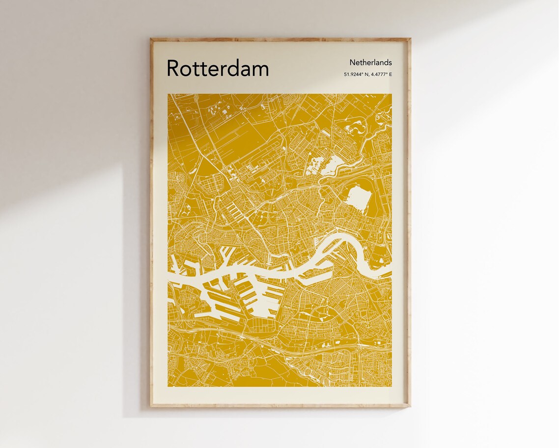 Rotterdam Map Poster, Modern City Map Print