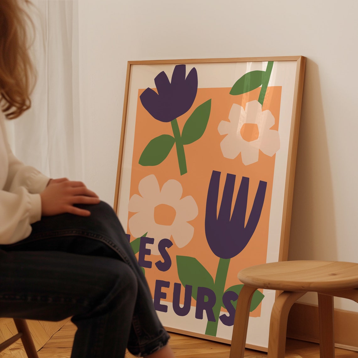 Les Fleurs Orange Abstract Matisse Cut Out Floral Art Poster - Image 3