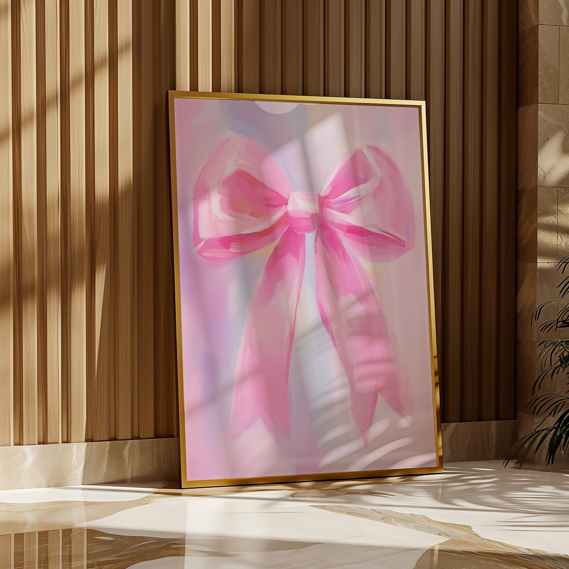 Pink Watercolour Bow Painting Pastel Preppy Coquette Girly Poster - Image 4
