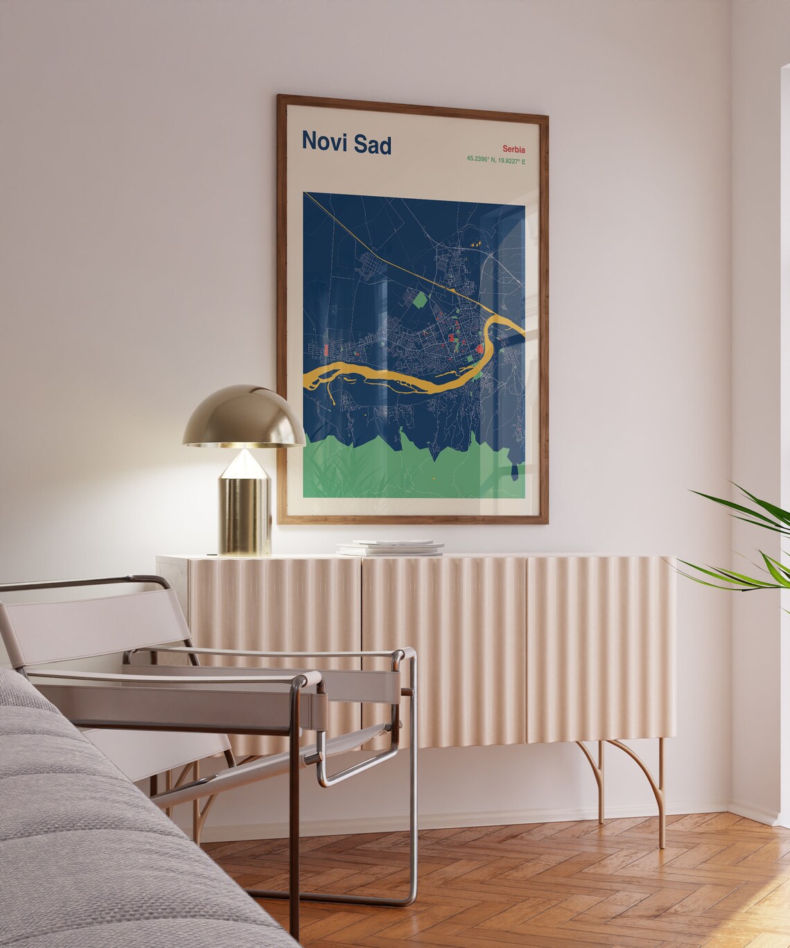 Novi Sad Serbia City Street Map Navy Blue Minimalist Art Print - Image 2