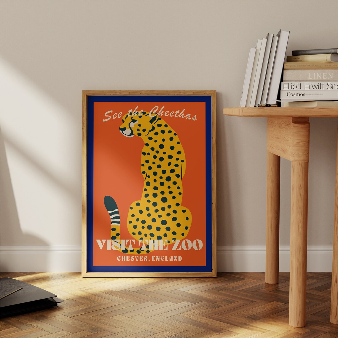 See the Cheetahs Visit the Zoo Chester England Vintage Poster - Image 3