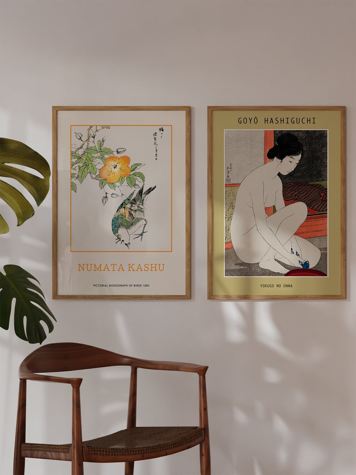 Numata Kashu Japanese Bird And Yellow Flower Vintage Art Poster - Image 2