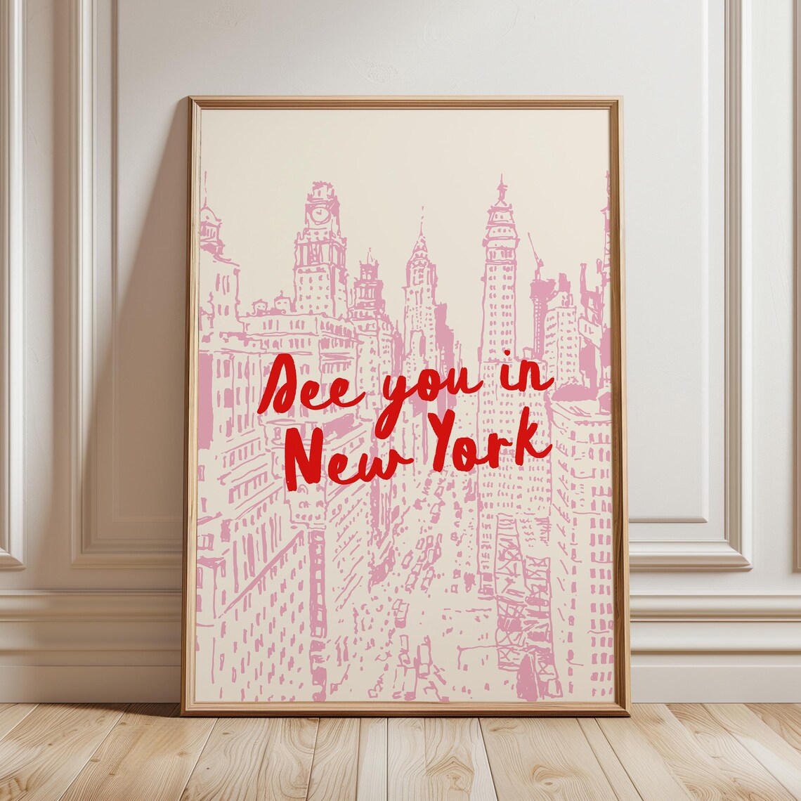 See You In New York Pastel Pink Travel Poster - Image 4