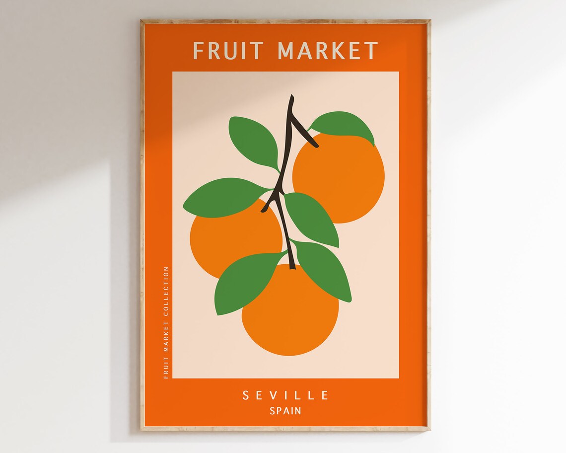 Seville Spain Fruit Market Orange Citrus Retro Kitchen Poster