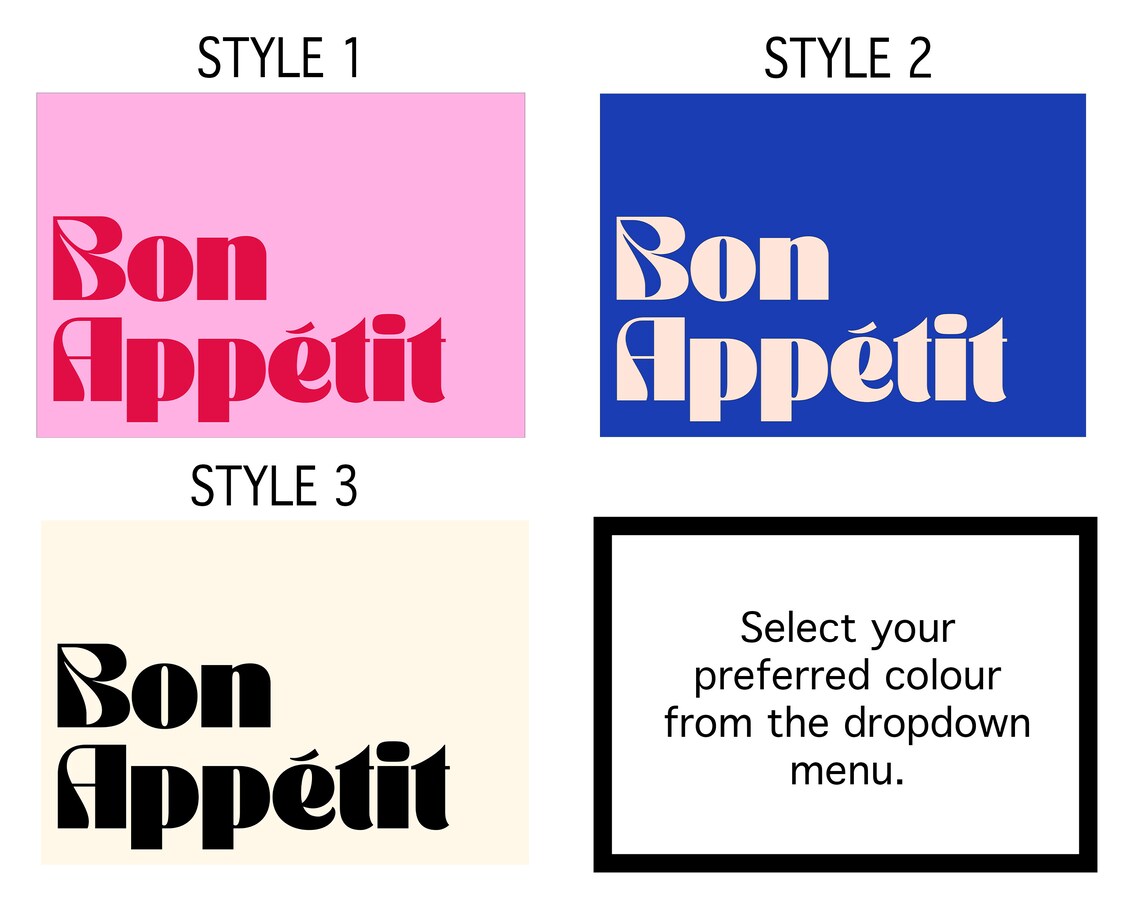 Bon Appetit Cream on Royal Blue French Dining Quote Art Poster - Image 2