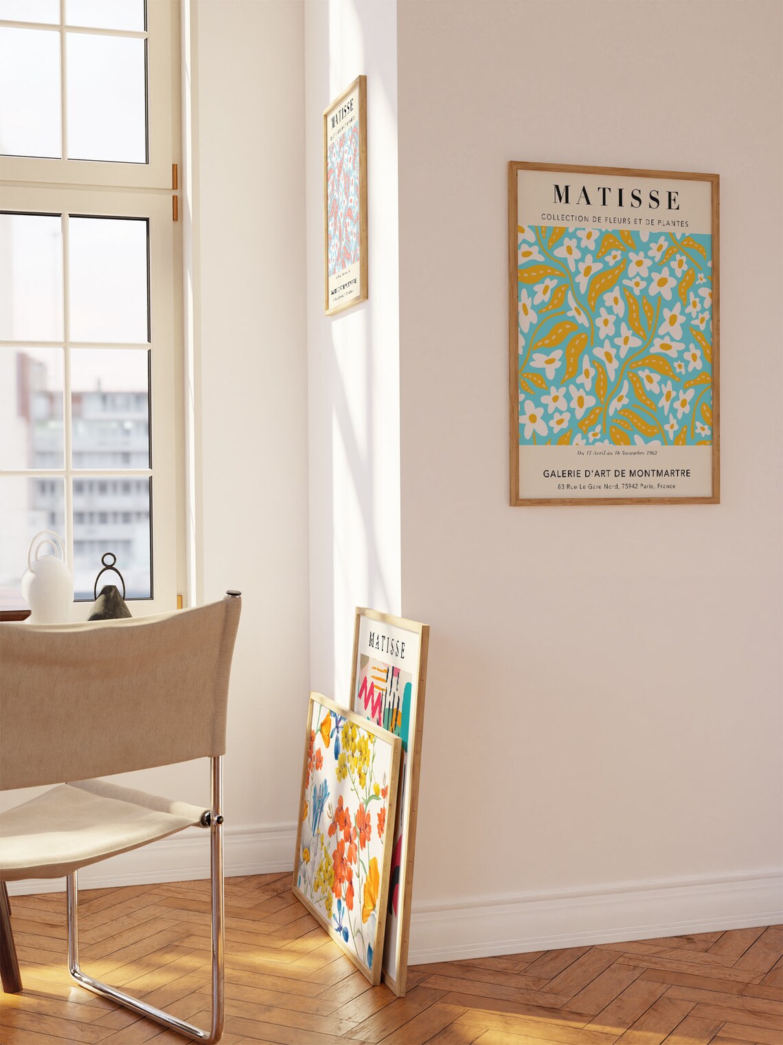 Matisse Turquoise Floral Exhibition Poster White Yellow Botanical 1962 - Image 2