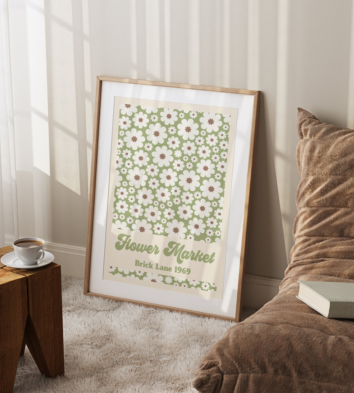 Flower Market Art Print London Brick Lane Flower Market Poster Retro Wall Art Retro 60s Flower Market Hippie Decor F072 - Image 2