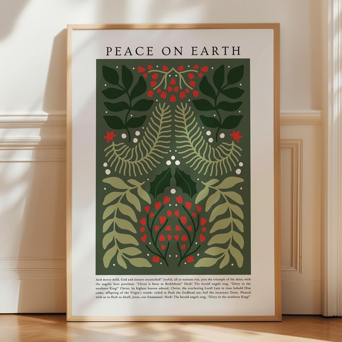 Modern Christmas Flower Market Poster, Boho Holiday Decor