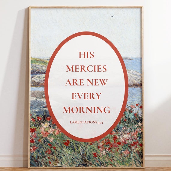 Lamentations 323 Bible Verse Wall Art Christian Prints Trendy Apartment Decor Christian Wall Art Housewarming Gift Poster