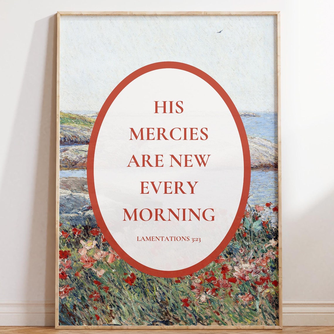 Lamentations 3:23 New Mercies Impressionist Wildflower Art Poster