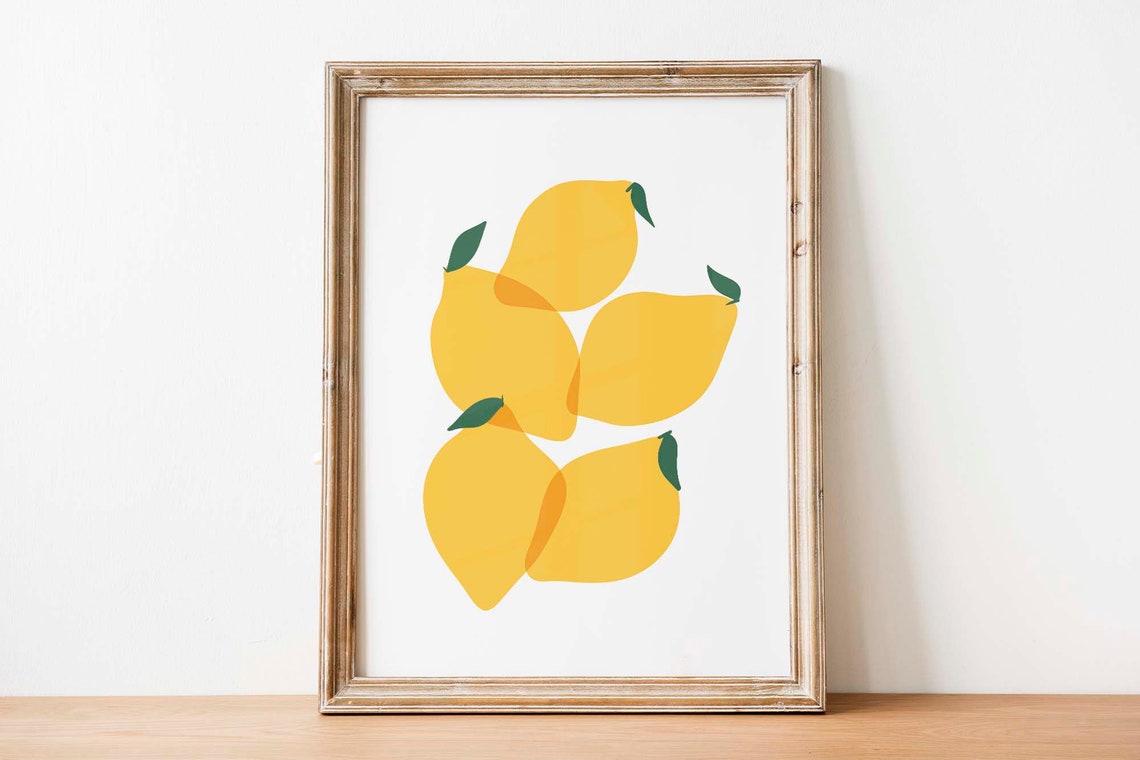 Bright Yellow Lemons Botanical Citrus Fruit Kitchen Art Print - Image 3
