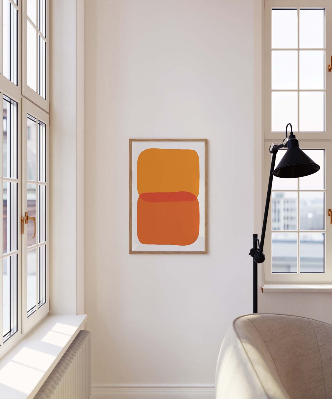 Burnt Orange Terracotta Color Block Mid Century Abstract Art Print - Image 3