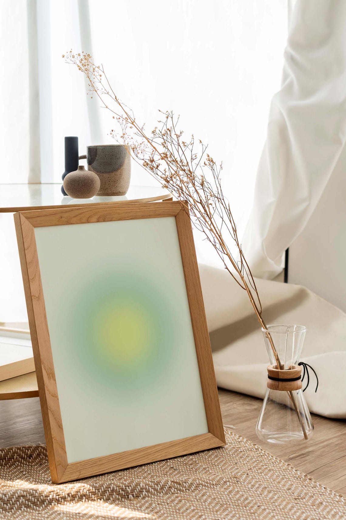 Teal Yellow Poster Teal Aura Wall Art Light Blue Gradient Aura Prints Aura Soft Gradient Soft Girl Aesthetic Pastel Art - Image 2