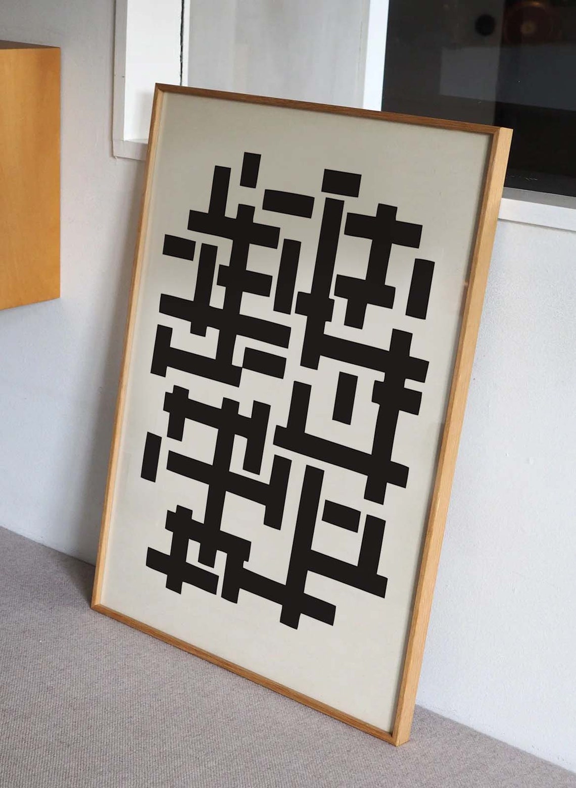 Abstract Black Maze Geometric Blocks Bauhaus Style Art Poster - Image 2