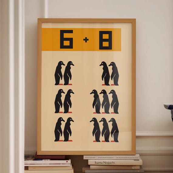 Cheeky Math Art Funky Math Poster Vintage Educational Poster Education Fun Print Counting Poster Illustration Penguin Poster Print