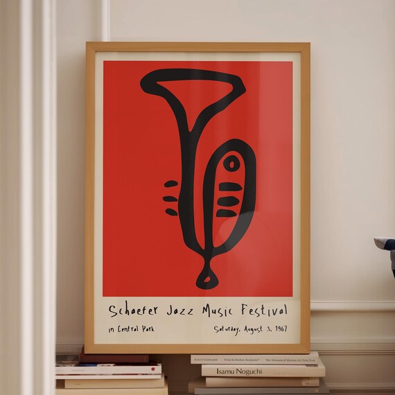Schaefer Jazz Music Festival 1967 Central Park Red Trumpet Poster