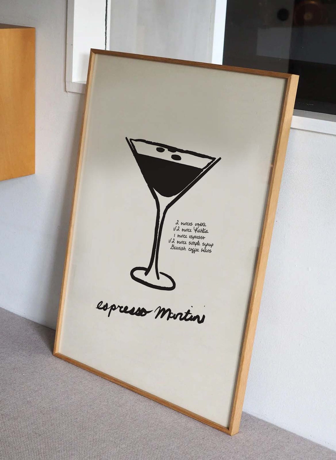Espresso Martini Cocktail Recipe Line Art Minimalist Kitchen Poster - Image 2