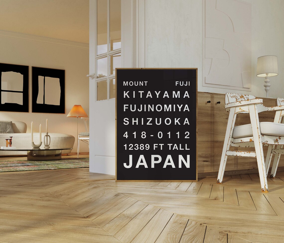 Mount Fuji Japan Bold Black Typography Shizuoka Travel Poster - Image 2