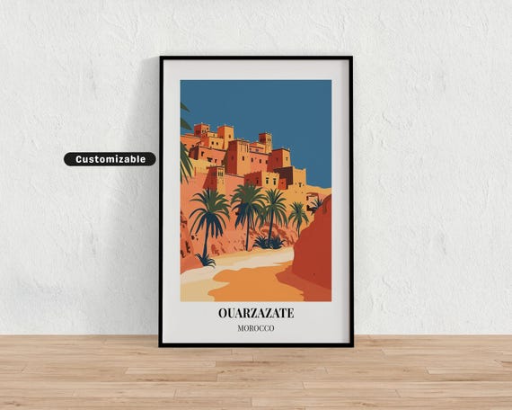 Ouarzazate Morocco Travel Poster Custom Wall Art