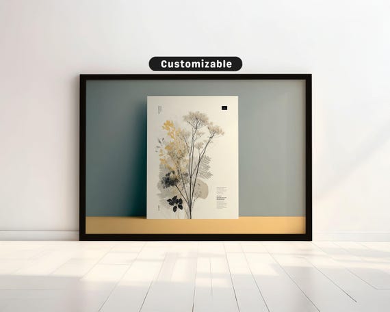 Modern Botanical Poster With Faded Tones And Clean Layout Wall Art Neutral Minimal Print