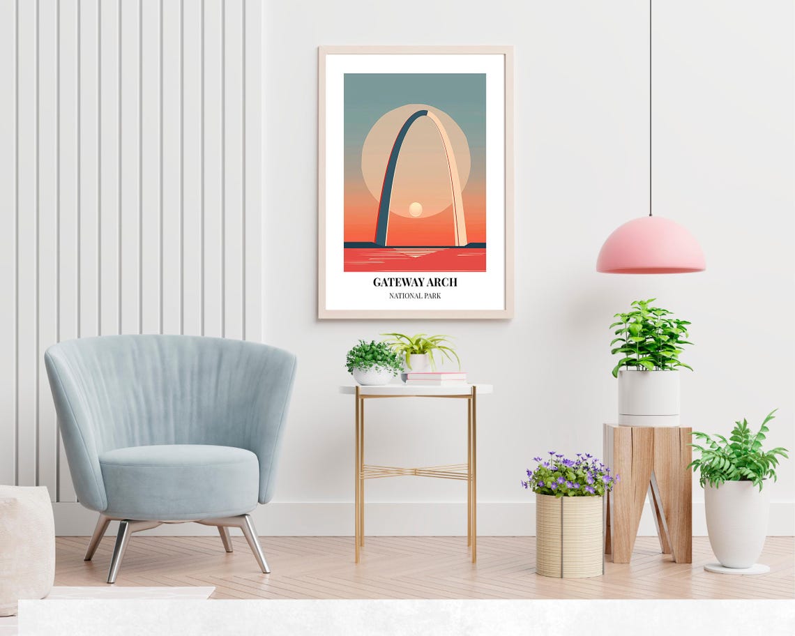 Gateway Arch National Park Minimalist Gradient Sunset Poster - Image 2