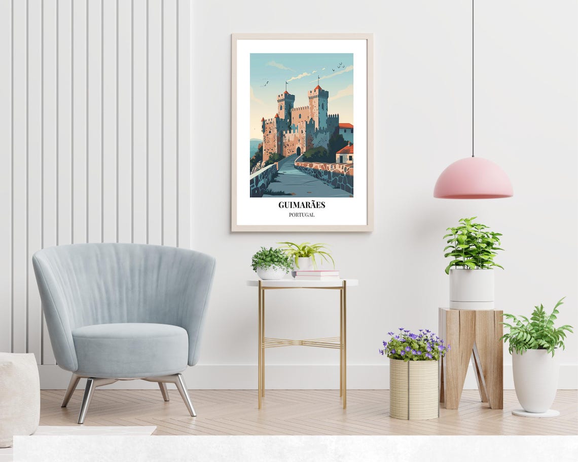 Guimarães Portugal Castle Pathway Daytime Vintage Travel Poster - Image 2