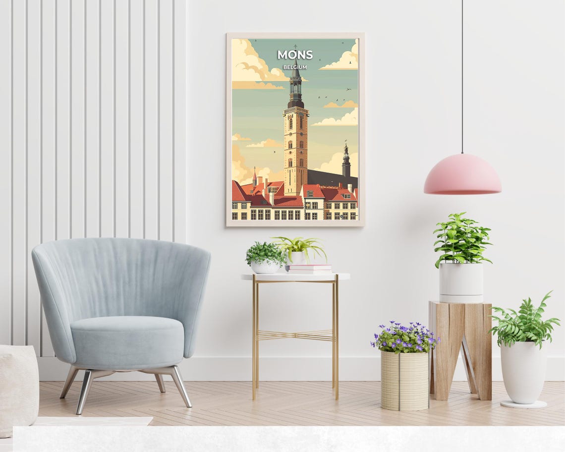 Mons Belfry Travel Print Wall Art Mons Belgium City Print Mons Belfry Travel Gift Mons Belfry Poster Travel Gift - Image 2