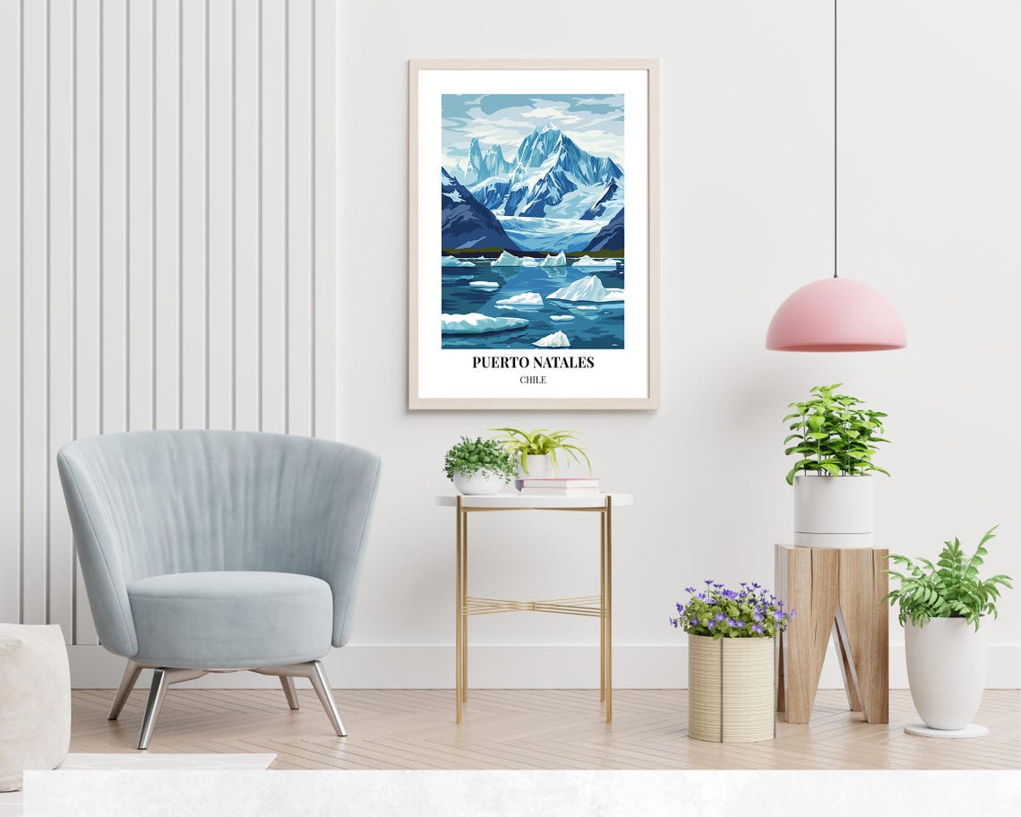 Puerto Natales Chile Iceberg Lake Glaciated Peak Panorama Poster - Image 2