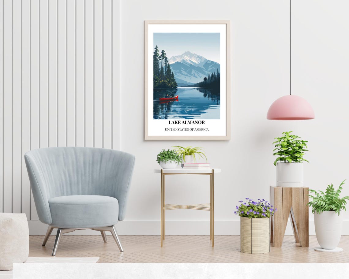 Lake Almanor Travel Print Wall Art Lake Almanor California City Print Lake Almanor Travel Gift Lake Almanor City Poster Travel Gift - Image 2